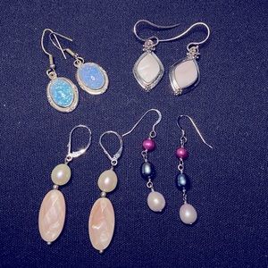 4 pair Earrings lot - semiprecious jewelry